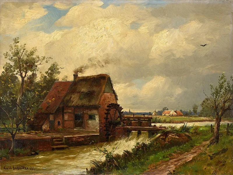 1856-Carl Schultze - Mulino ad acqua